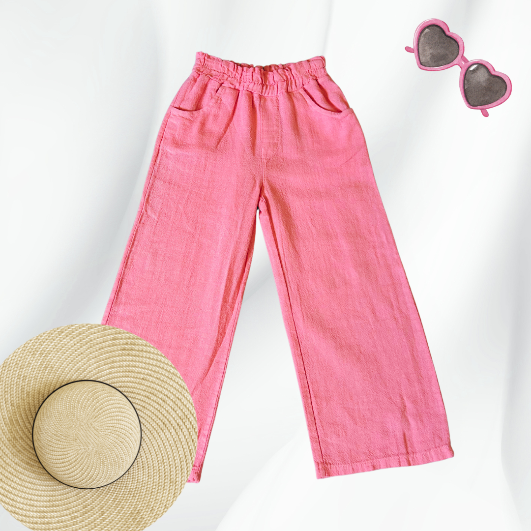 Pantalon rose en Lin
