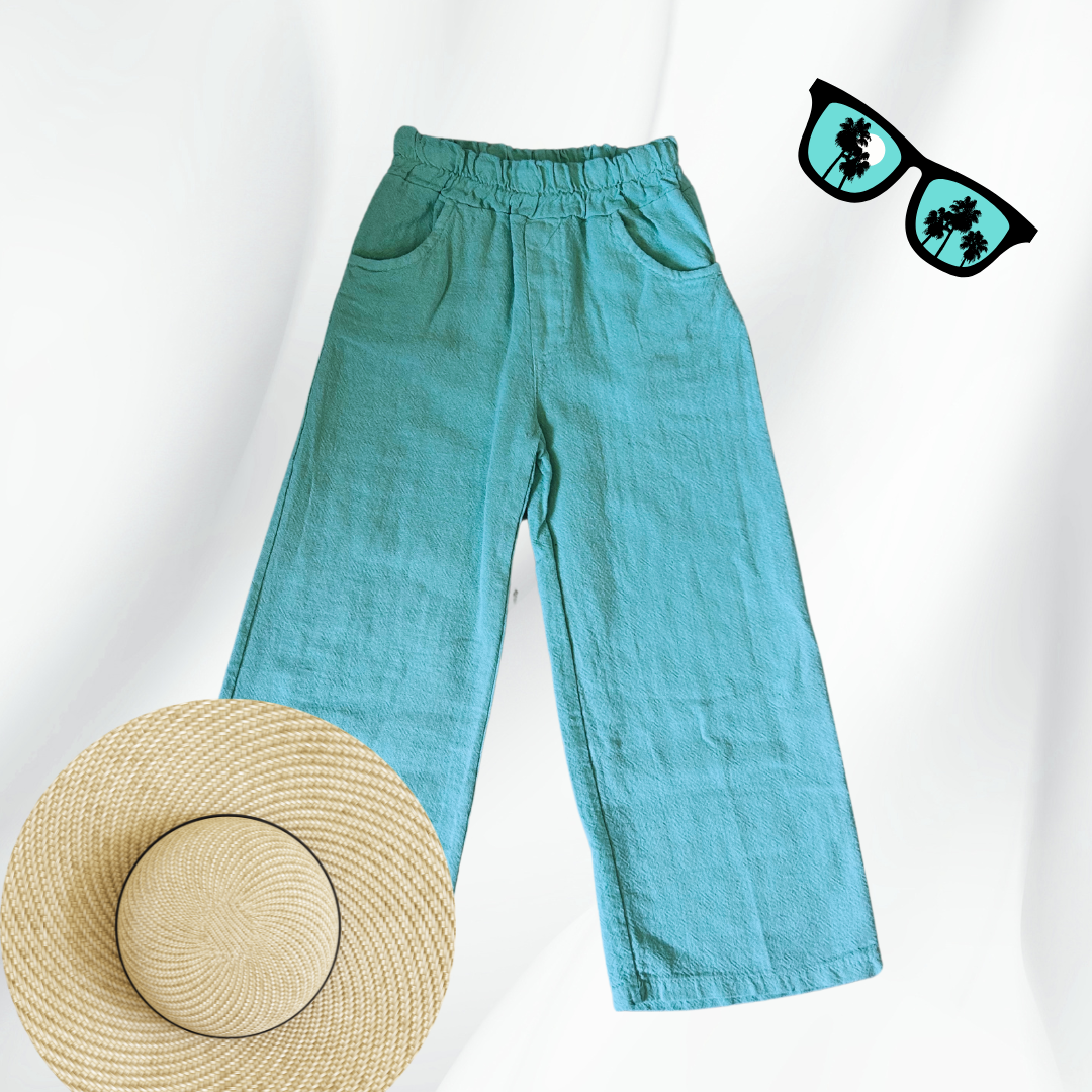 Pantalon en Lin vert d'eau