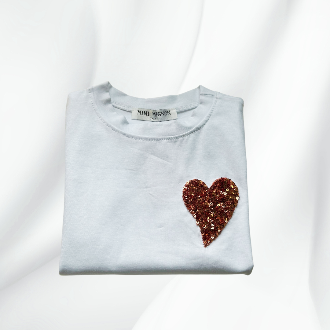 Tee - shirt coeur en sequin