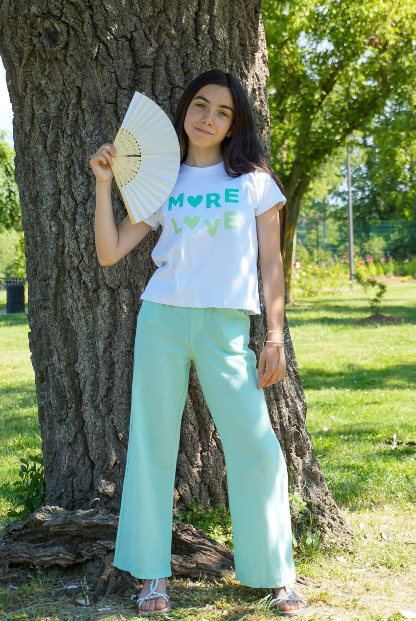 Pantalon en Lin vert d'eau