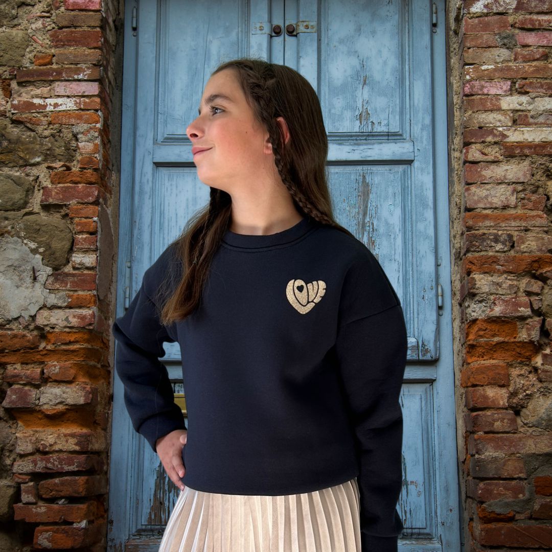Sweat love épais bleu marine - 20 %