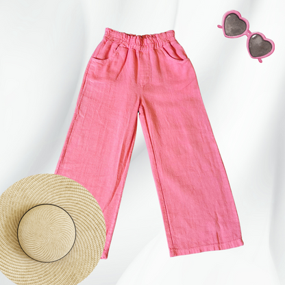 Pantalon rose en Lin