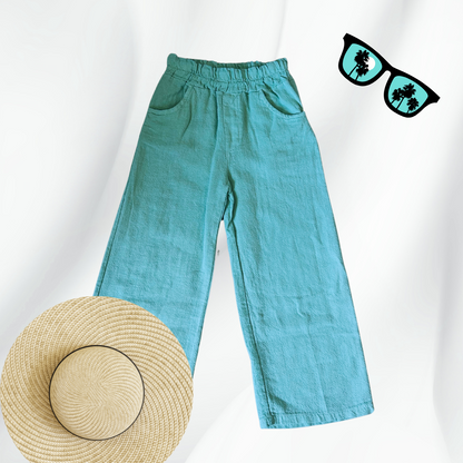 Pantalon en Lin vert d'eau