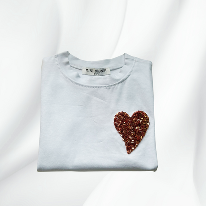 Tee - shirt coeur en sequin