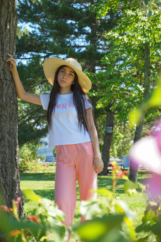 Pantalon rose en Lin